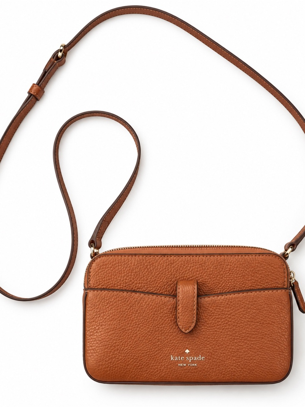 kate spade Brown/Tan Pebbled Leather Crossbody Bag